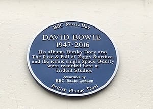 BBC Music Day Plaque commemorating David Bowie