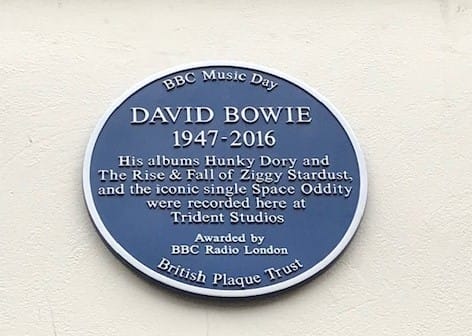 BBC Music Day Plaque  commemorating David Bowie 