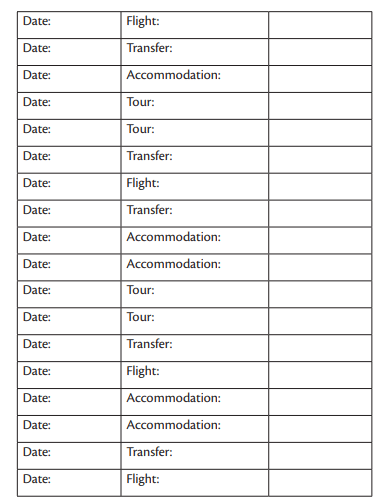 Travel itinerary template